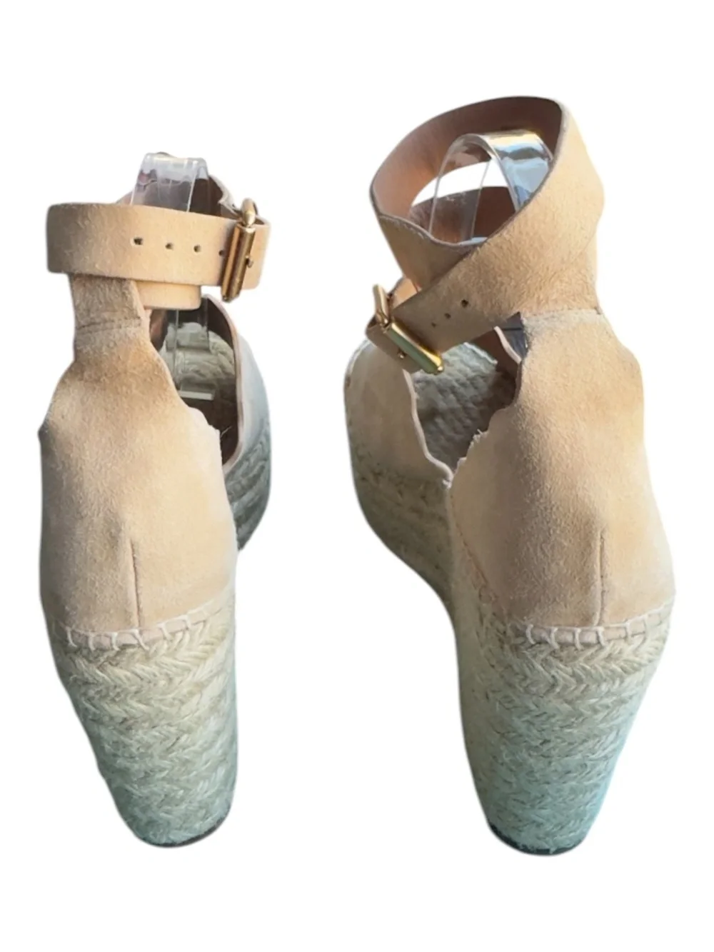 Chloe Reef Shell Suede Espadrille Wedge Platform Sandals Open Toe Size 40